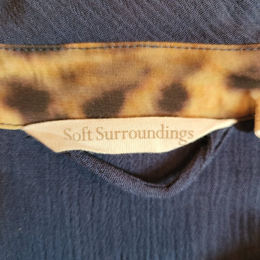 Soft Surroundings Savannah Women's Navy Crinkle Maxi Dress Petite XS - Picture 7 of 13